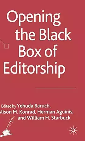 Couverture du produit · Opening the Black Box of Editorship