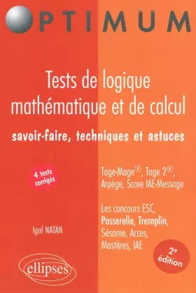 Couverture du produit · Tests de logique mathématique et de calcul : Savoir-faire, techniques et astuces