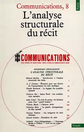 Couverture du produit · L'Analyse structurale du récit