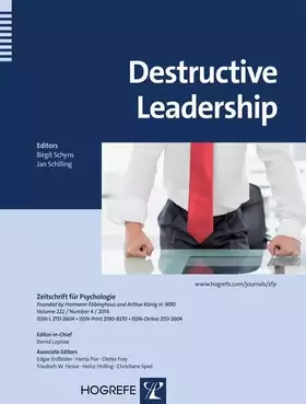 Couverture du produit · Destructive Leadership a topical issue of the Zeitschrift fuer Psychologie (Zeitschrift fur Psychologie / Journal of Psychology