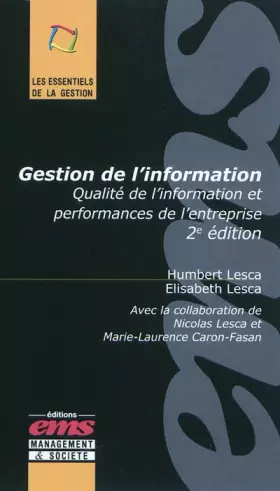 Couverture du produit · Gestion de l'information: Qualité de l'information et performances de l'entreprise.
