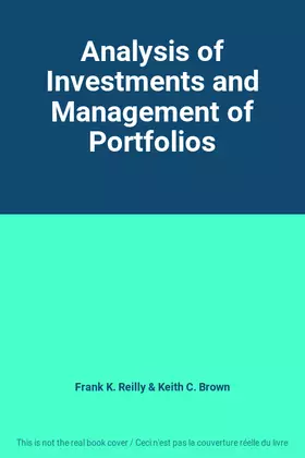 Couverture du produit · Analysis of Investments and Management of Portfolios
