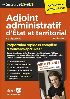 Couverture du produit · Concours Adjoint administratif d'Etat et territorial - Préparation rapide et complète à toutes les épreuves ! - Annales 2021: C