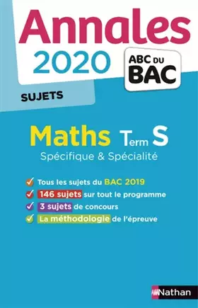 Couverture du produit · Annales ABC du BAC 2020 Maths Term S - non corrigé