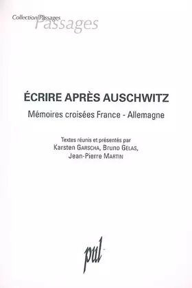 Couverture du produit · Ecrire après Auschwitz: Mémoires croisées France-Allemagne