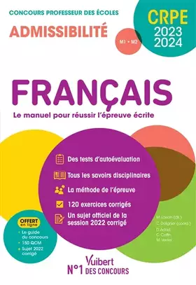 Couverture du produit · Français - CRPE 2023-2024 - Epreuve écrite d'admissibilité: Concours professeur des écoles - Sujet 2022 corrigé