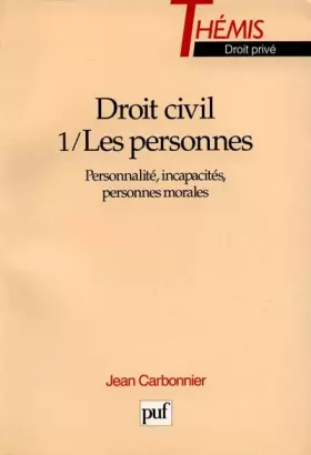 Couverture du produit · Droit civil, tome 1 : Les Personnes