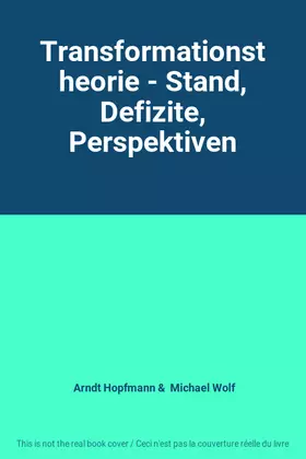Couverture du produit · Transformationstheorie - Stand, Defizite, Perspektiven
