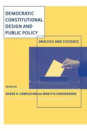 Couverture du produit · Democratic Constitutional Design And Public Policy: Analysis And Evidence (Mit Press)