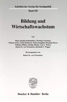 Couverture du produit · Bildung und Wirtschaftswachstum. (Schriften des Vereins für Socialpolitik)