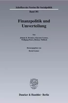 Couverture du produit · Finanzpolitik und Umverteilung. (Schriften des Vereins für Socialpolitik)