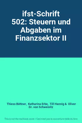 Couverture du produit · ifst-Schrift 502: Steuern und Abgaben im Finanzsektor II