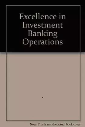 Couverture du produit · Excellence in Investment Banking Operations