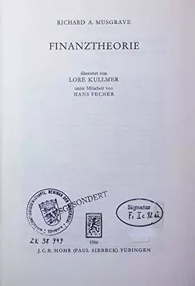 Couverture du produit · Finanztheorie