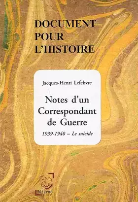 Couverture du produit · Notes d'un correspondant de guerre