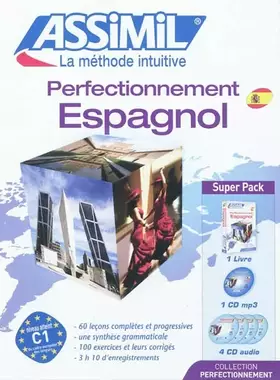 Couverture du produit · Perfectionnement espagnol: Super pack avec 1 livre, 1 cd mp3 et 4 cd audio