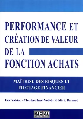 Couverture du produit · Performance et création de valeur de la Fonction Achats : Maîtrise des risques et pilotage financier