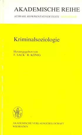 Couverture du produit · Kriminalsoziologie