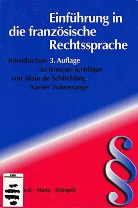 Couverture du produit · Einführung in die französische Rechtssprache (Rechtssprache des Auslands)
