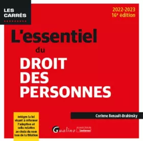 Couverture du produit · L'essentiel du droit des personnes: Intègre la loi visant à réformer l'adoption et celle relative au choix du nom issu de la fi