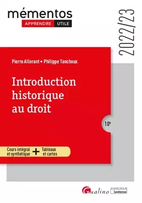 Couverture du produit · Introduction historique au droit: Cours intégral et synthétique - Tableaux et cartes