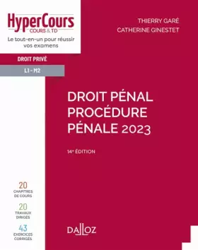 Couverture du produit · Droit pénal. Procédure pénale 2023. 14e éd.