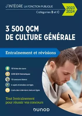 Couverture du produit · 3500 QCM d'actualité et de culture générale - 2023-2024: Catégories B et C (2023-2024)