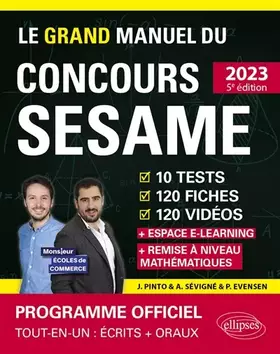 Couverture du produit · Le grand manuel du concours SESAME: 10 tests, 120 fiches, 120 vidéos, 1000 questions