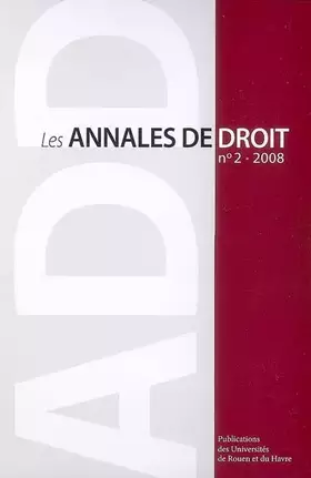 Couverture du produit · Les Annales de Droit, N 2/2008