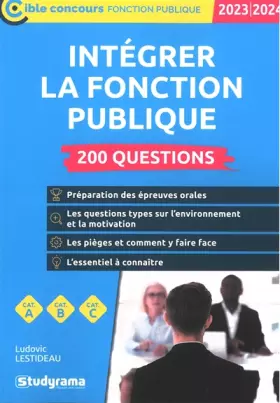 Couverture du produit · Intégrer la fonction publique – 200 questions (Catégories A, B et C – Édition 2023)