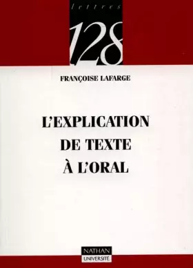 Couverture du produit · L'explication de texte à l'oral