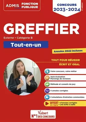Couverture du produit · Concours Greffier - Catégorie B - Tout-en-un - Annales 2022 offertes: Concours externe 2023-2024