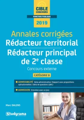 Couverture du produit · Annales corrigées rédacteur territorial et principal de 2ème classe 2019