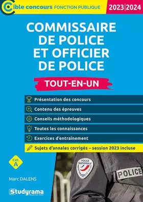 Couverture du produit · Commissaire de police et officier de police – Tout-en-un (Catégorie A – Concours 2023-2024)