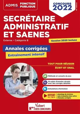 Couverture du produit · Concours SA et SAENES - Annales corrigées - Catégorie B - Admis: Externe - Concours 2022