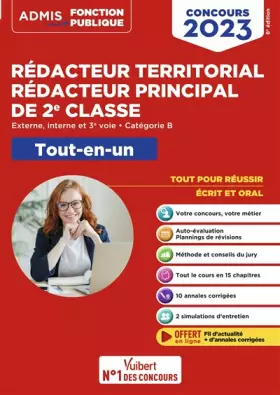 Couverture du produit · Concours Rédacteur territorial et Rédacteur principal de 2e classe - Catégorie B - Tout-en-un: Externe, interne, 3e voie - Conc