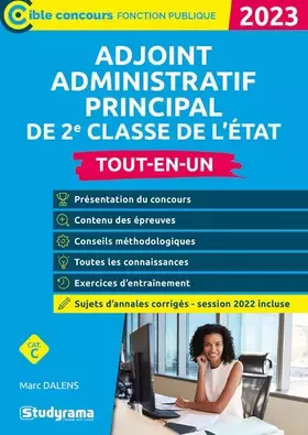 Couverture du produit · Adjoint administratif principal de 2e classe de l’État – Tout-en-un (Catégorie C – Concours 2023)