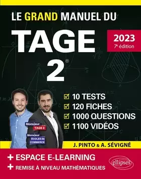 Couverture du produit · Le Grand Manuel du TAGE 2: 10 tests, 120 fiches, 1000 questions, 1100 vidéos