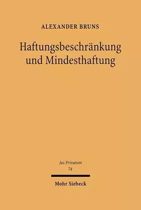 Couverture du produit · Haftungsbeschränkung und Mindesthaftung (Jus Privatum, Band 74)