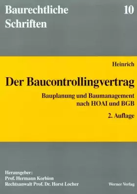 Couverture du produit · Der Baucontrollingvertrag