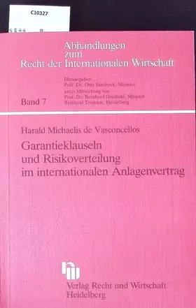 Couverture du produit · Garantieklauseln und Risikoverteilung im internationalen Anlagenvertrag