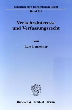 Couverture du produit · Verkehrsinteresse und Verfassungsrecht.: Zur Bedeutung von Allgemeinwohlinteressen bei der verfassungsrechtlichen Rechtfertigun