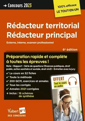 Couverture du produit · Concours Rédacteur territorial et Rédacteur principal - Catégorie B - Préparation rapide et complète à toutes les épreuves: Con