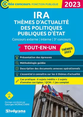Couverture du produit · Concours des IRA – Thèmes d’actualité des politiques publiques d’État (Catégorie A – Édition 2023): Concours externe – Concours