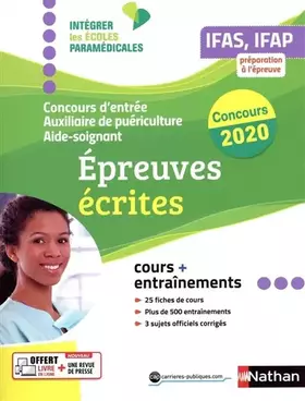 Couverture du produit · Concours d'entrée 2020-Auxiliaire puériculture Aide-soignant Epreuves écrites 2020