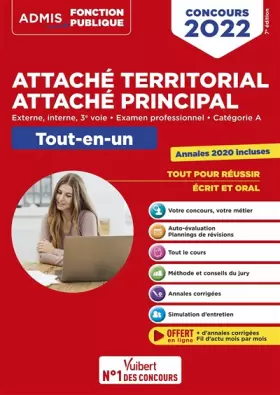 Couverture du produit · Concours Attaché territorial - Attaché principal - Catégorie A - Tout-en-un - Fil d'actu offert: Concours externe, interne, 3e 