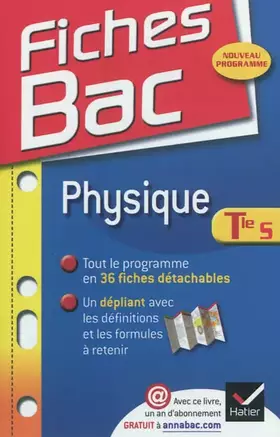 Couverture du produit · Fiches Bac Physique Tle S: Fiches de cours - Terminale S