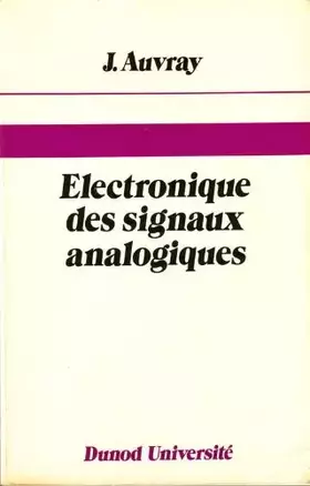 Couverture du produit · Électronique des signaux analogiques
