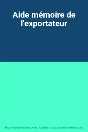 Couverture du produit · Aide mémoire de l'exportateur