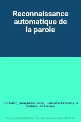 Couverture du produit · Reconnaissance automatique de la parole